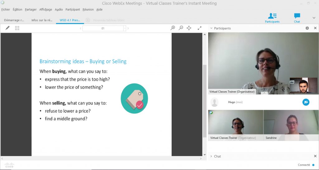 Classes virtuelles WebEx